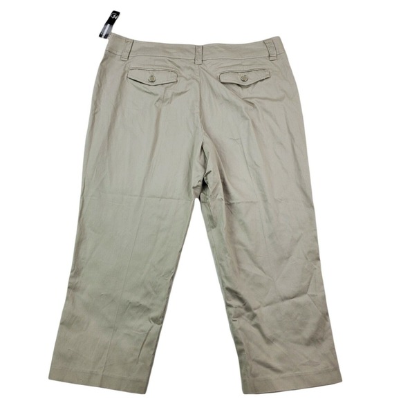 CC - New Direction Womens Cropped Pants 14 Tan Beige Khaki Stretch Casual NWT - Picture 2 of 6